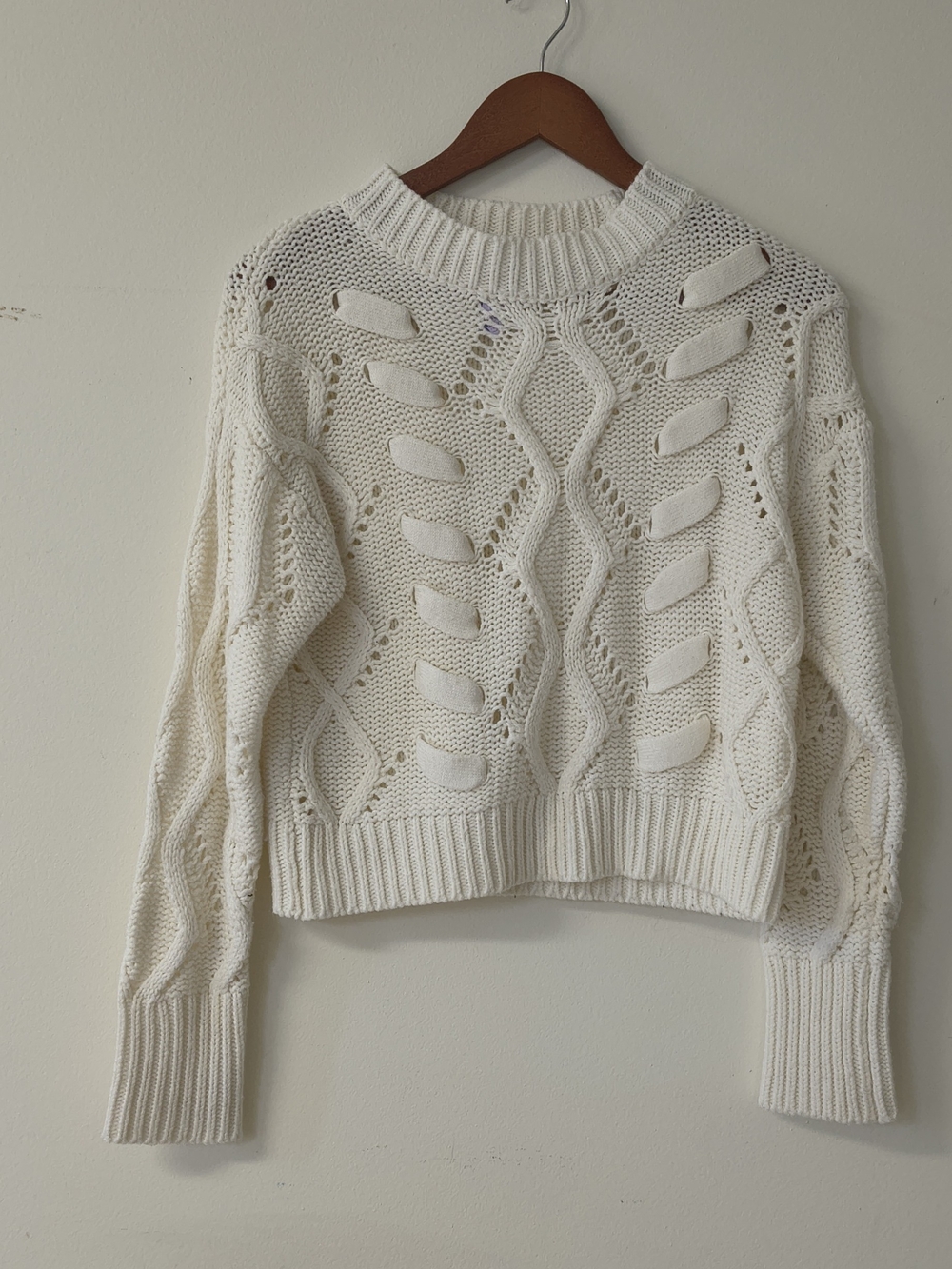 Alyx Cream Open-Knit Cable Crew Sweater